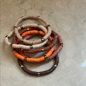 Set of Six Earthy Tone Beaded Bracelets